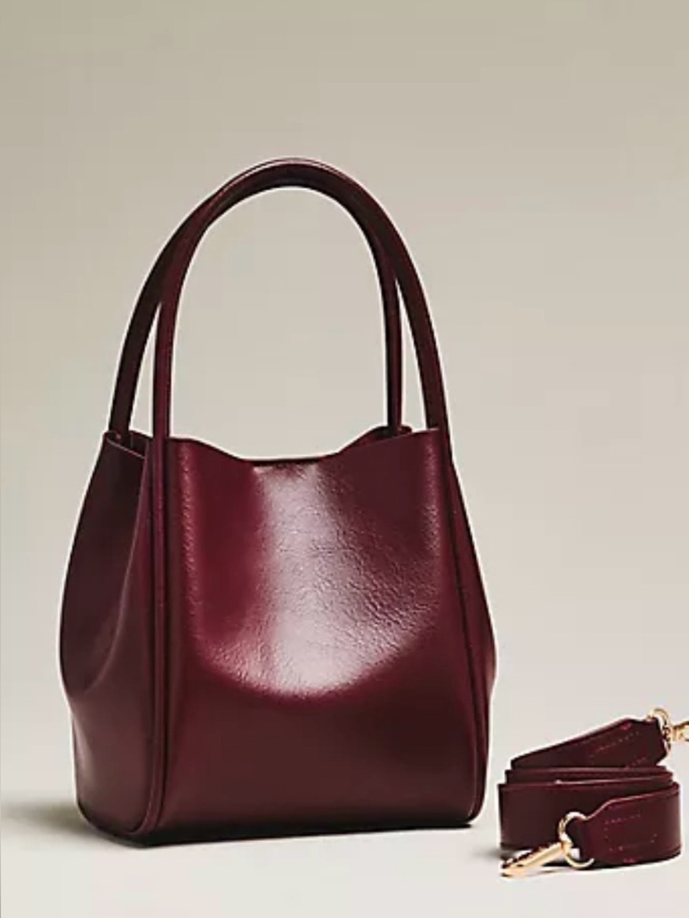 Anthropologie Hollace Mini Tote Bag Burgundy 3-Way Convertible Crossbody